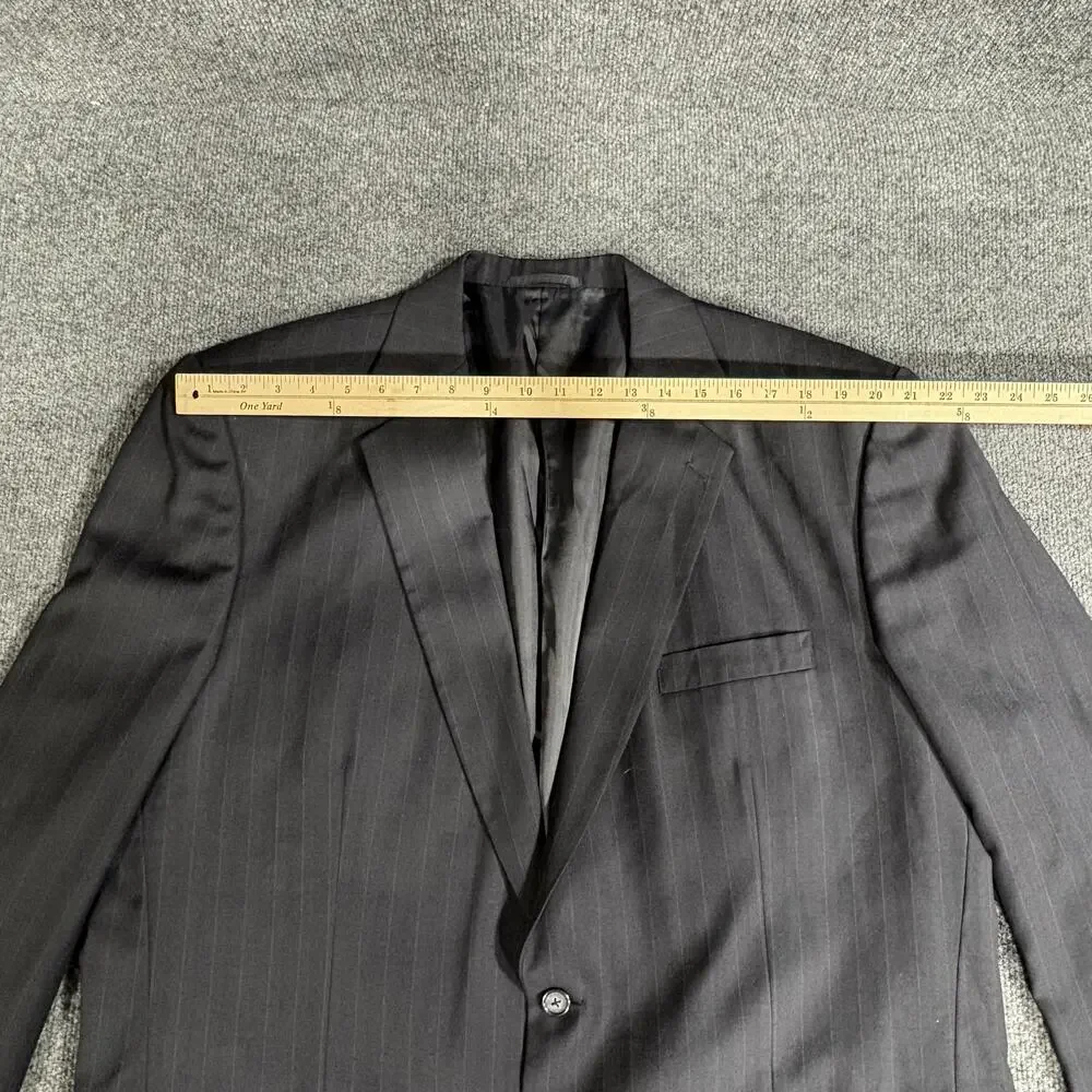 Hong Kong Grand Custom Clothes Blazer Mens 48 Charcoal Pinstripe 2 Button
